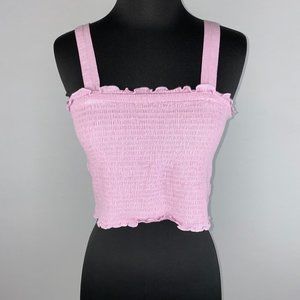 Mudd Juniors M Smocked Cropped Tank Top Sleeveless Boho Festival Summer Casual